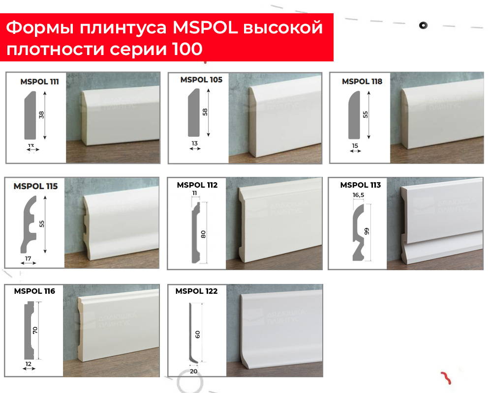 Плинтус из полистирола высокой плотности Волшебная Палочка 80*15*2000. MSPOL 101 Белый под покраску