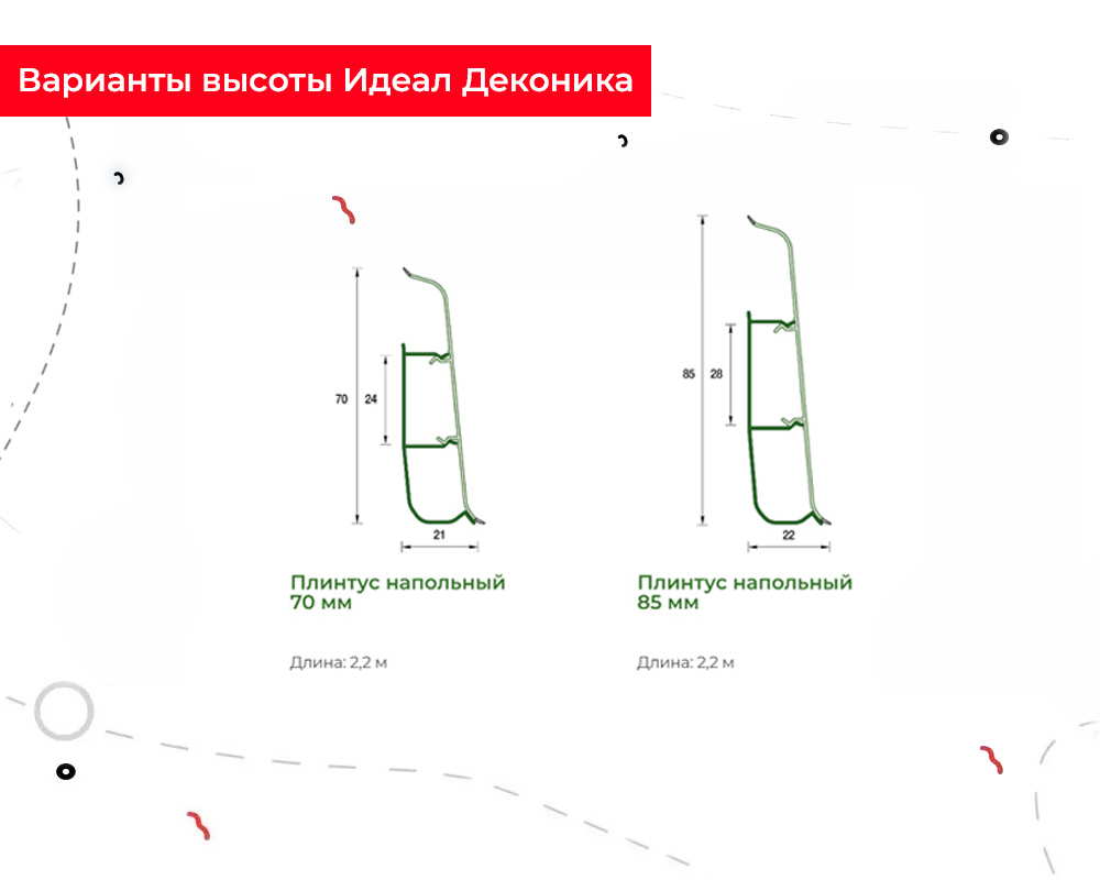 Плинтус ПВХ со съемной панелью Идеал Деконика 85 мм 301 Венге