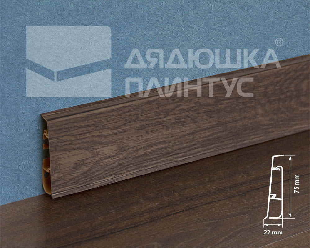 Плинтус ПВХ Cezar матовый с мягким краем HI-LINE PRESTIGE 334 Дуб оливер