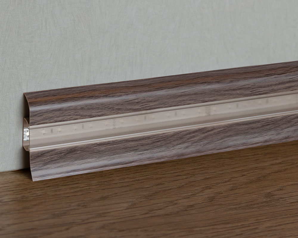 Плинтус ПВХ с кабель-каналом Рико Лео 176 Венге