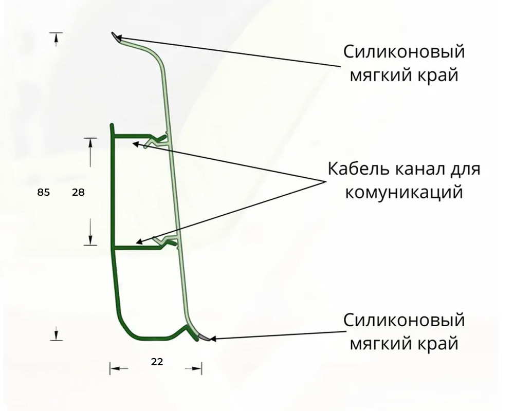 Плинтус ПВХ со съемной панелью Идеал Деконика 85 мм 418 Дуб жемчужный