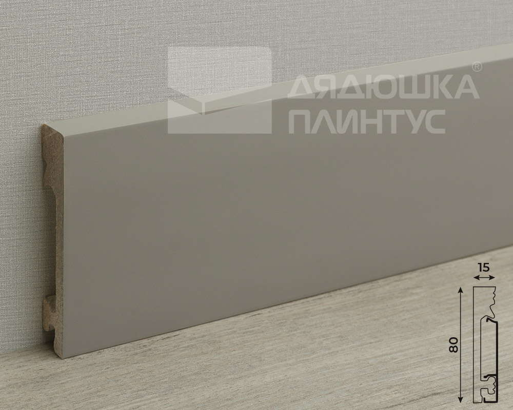 Плинтус из полистирола высокой плотности Волшебная Палочка. Окрашенная. 80мм 2м. RAL 7036