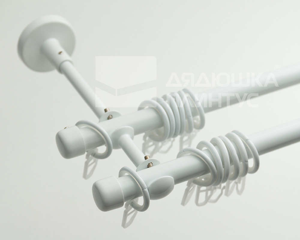 Карниз двухрядный кованый УЮТ d25мм 2,4м Белый