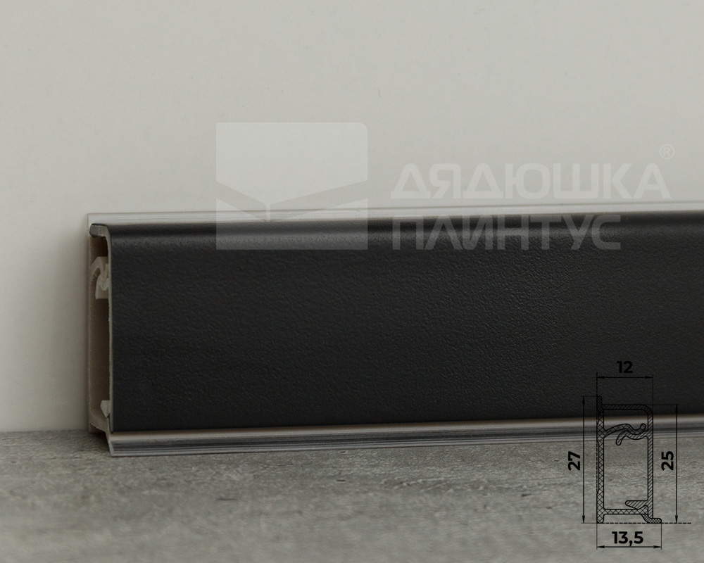 Плинтус для столешниц прямоугольный ПВХ Волшебная палочка 25*12мм 3м 1021 Черный