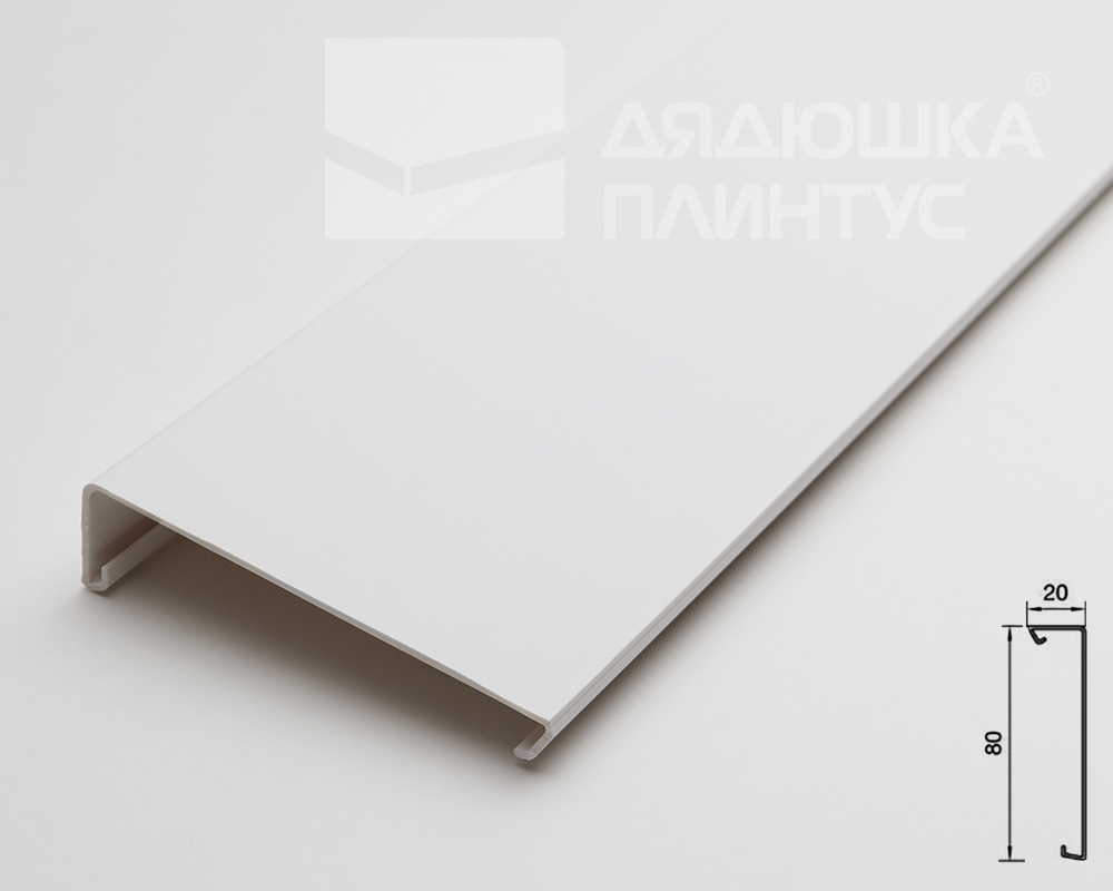 Крышка плинтусного кабельного канала GraceElectro, 20x80 мм, 2м. Белый