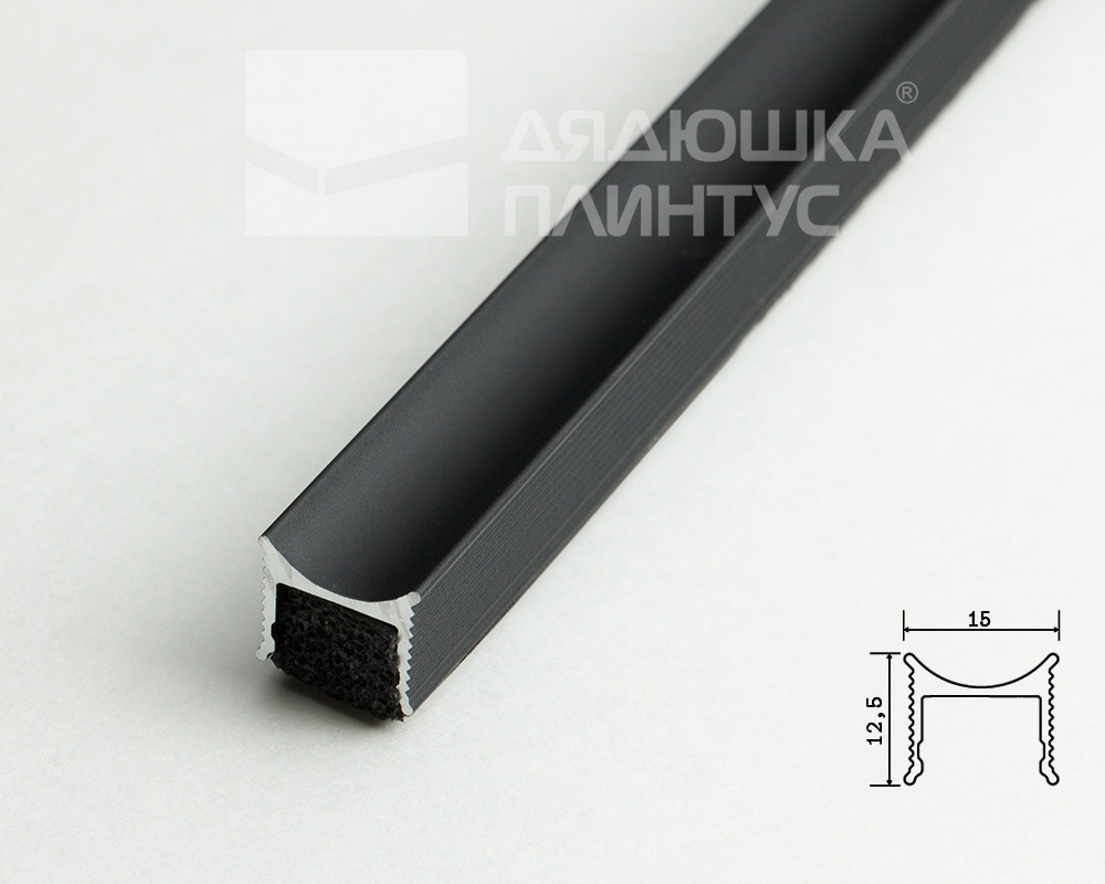 Алюминиевый теневой профиль для светодиодной ленты Decaro Engineering D007 Black 3,0 м