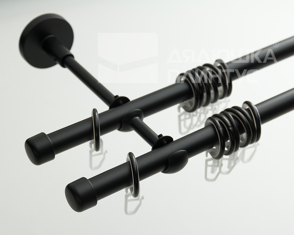 Карниз двухрядный кованый УЮТ D25мм 2,4м Черный