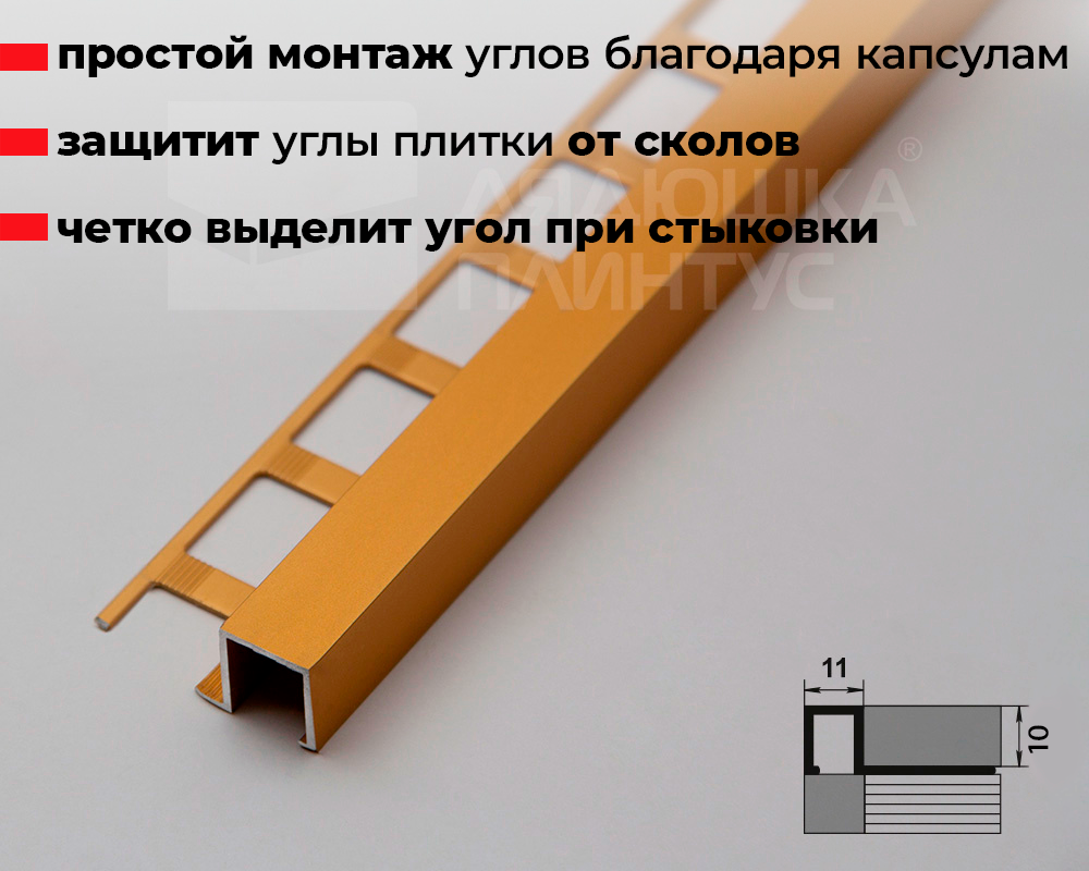Профиль окантовочный ПК 11-10.2700.202л Золото