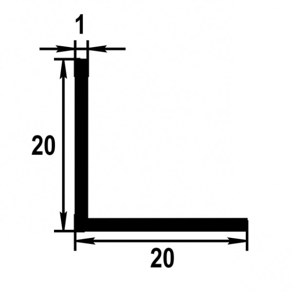 Уголок равнополочный 20х20 мм Уп 18.2000.504л Бронза. Цена за 5 штук.