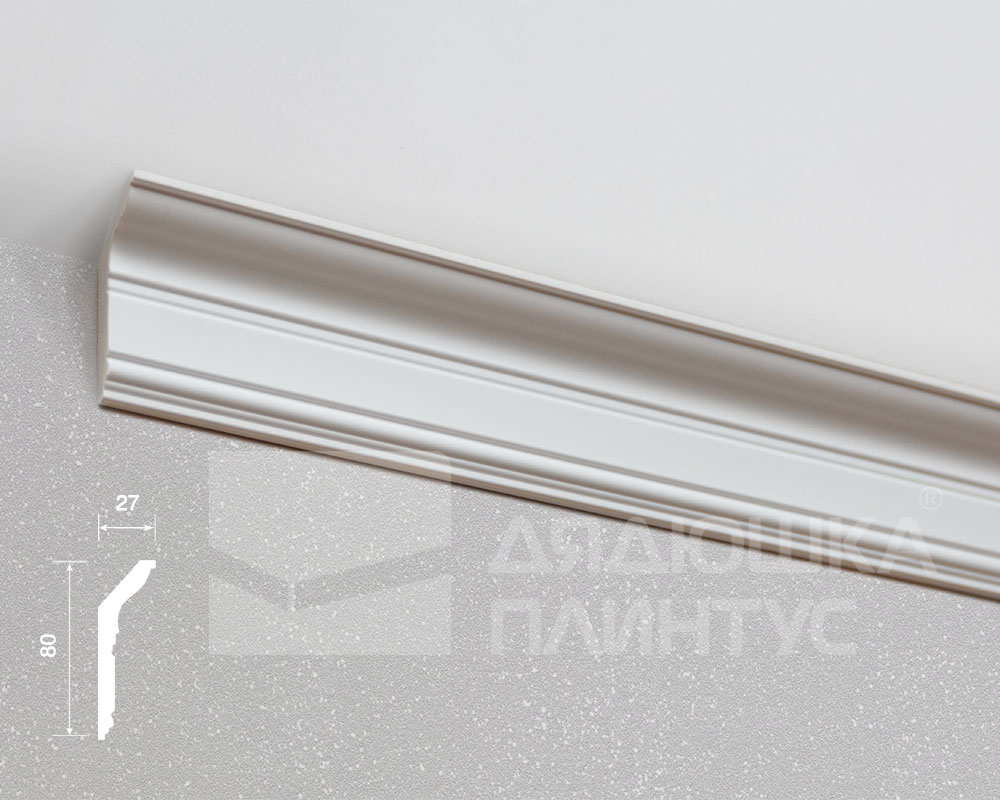 Карниз из полистирола высокой плотности HI WOOD L1902S 80мм х 27мм х 2,0м.