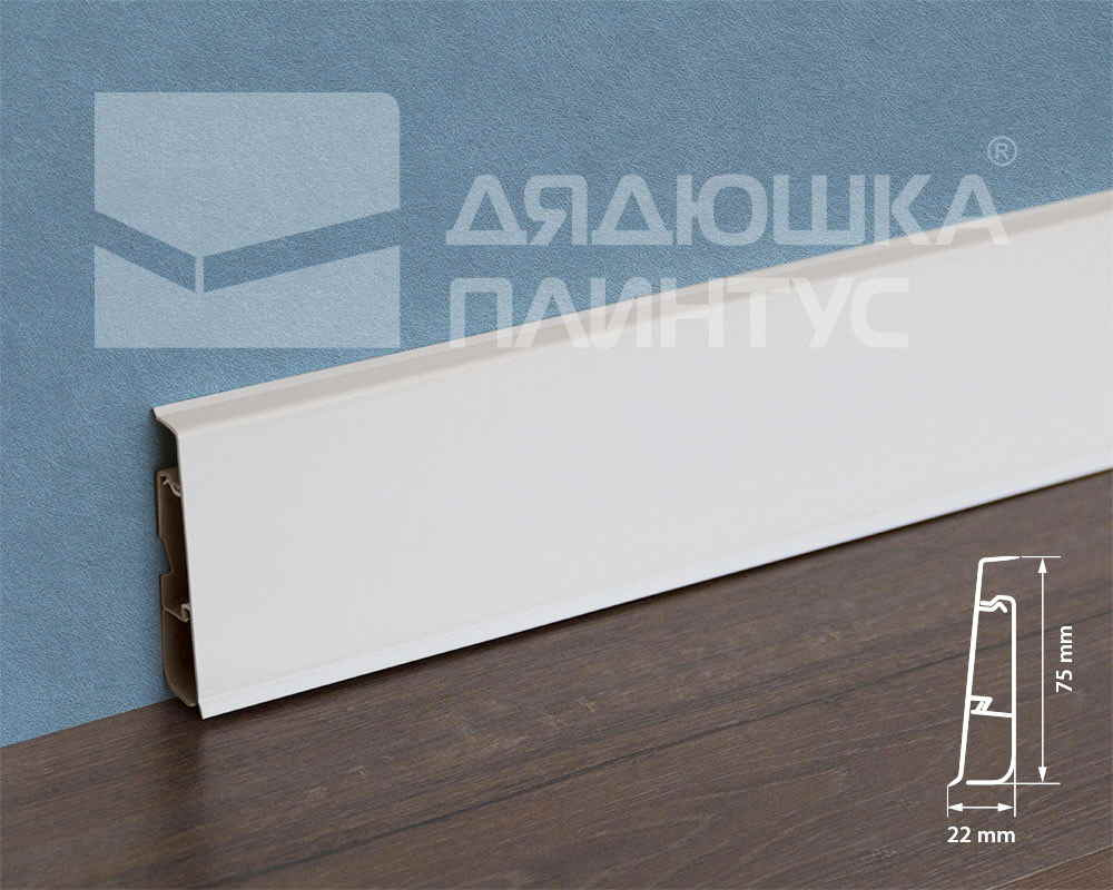 Плинтус ПВХ Cezar матовый с мягким краем HI-LINE PRESTIGE 089 Белый