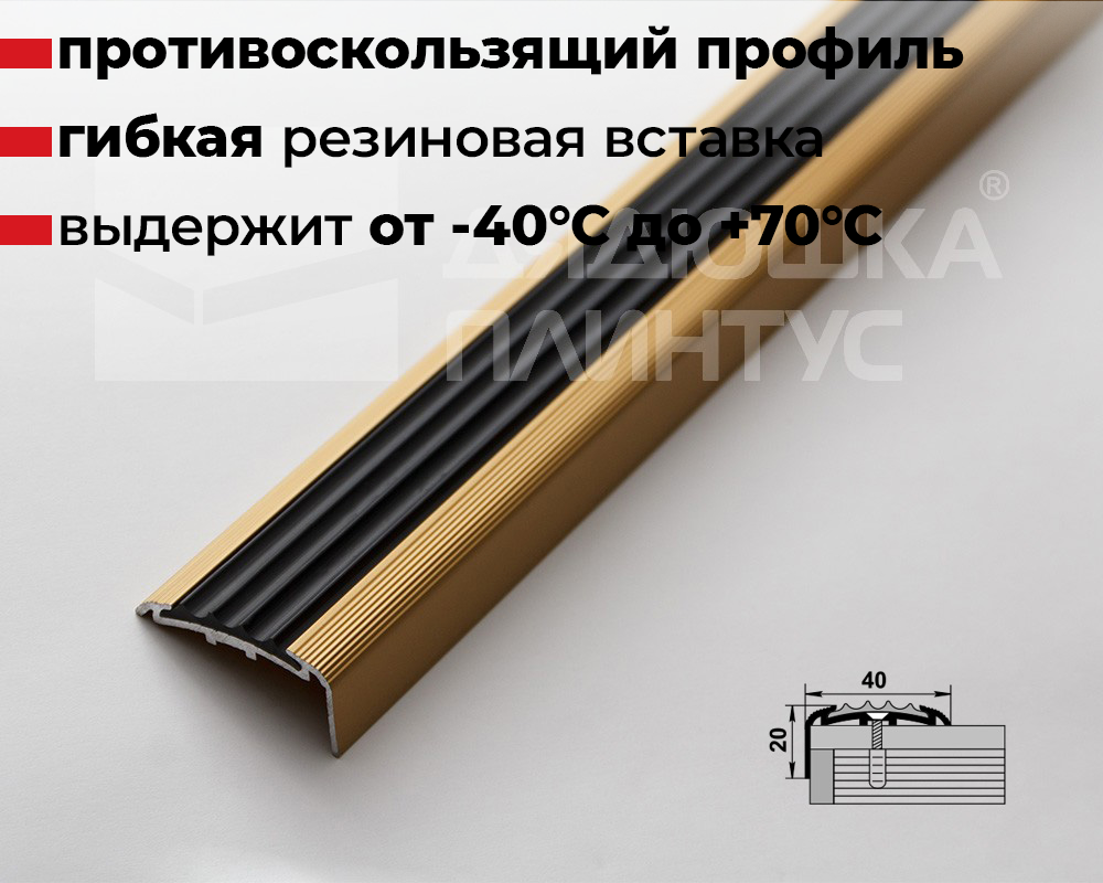 Порог угловой ПУ 71.900.02л Золото