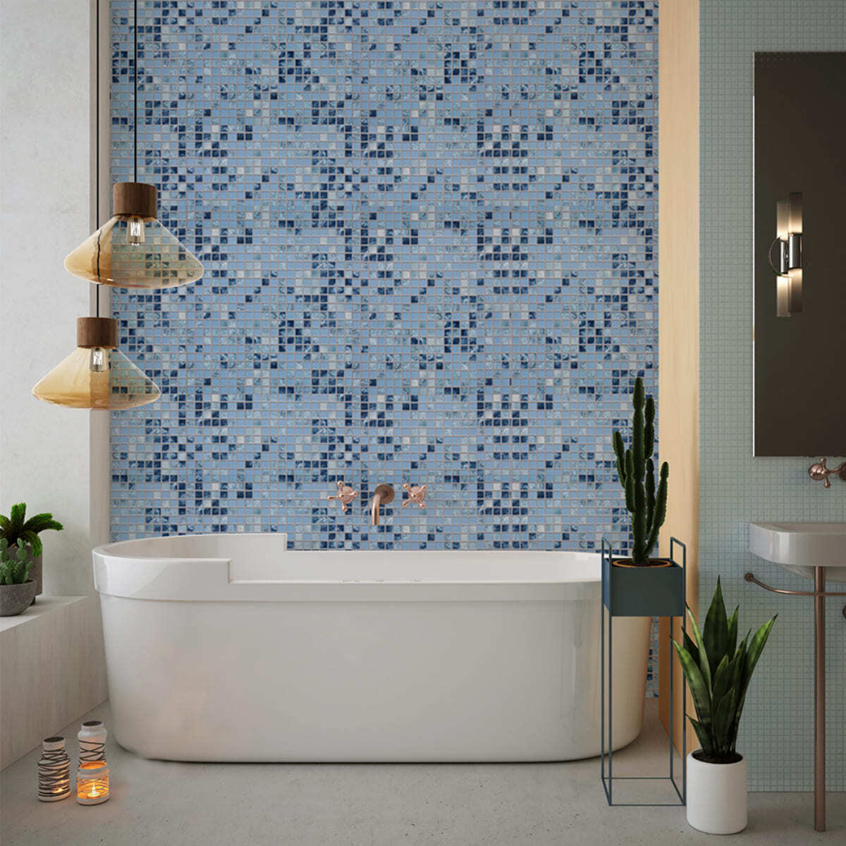 Панель самоклеящаяся ПВХ 480*480 15шт/уп Мозаика Океан. Цена указана за 3,5 м²