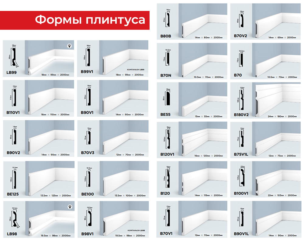 Плинтус из полистирола высокой плотности HI WOOD под подсветку LB99 99,0мм х 16,5мм х 2,0м.