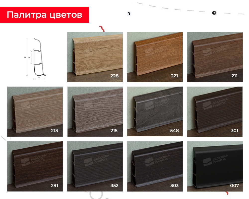 Плинтус ПВХ со съемной панелью Идеал Деконика 70 мм 033 Кремово - белый
