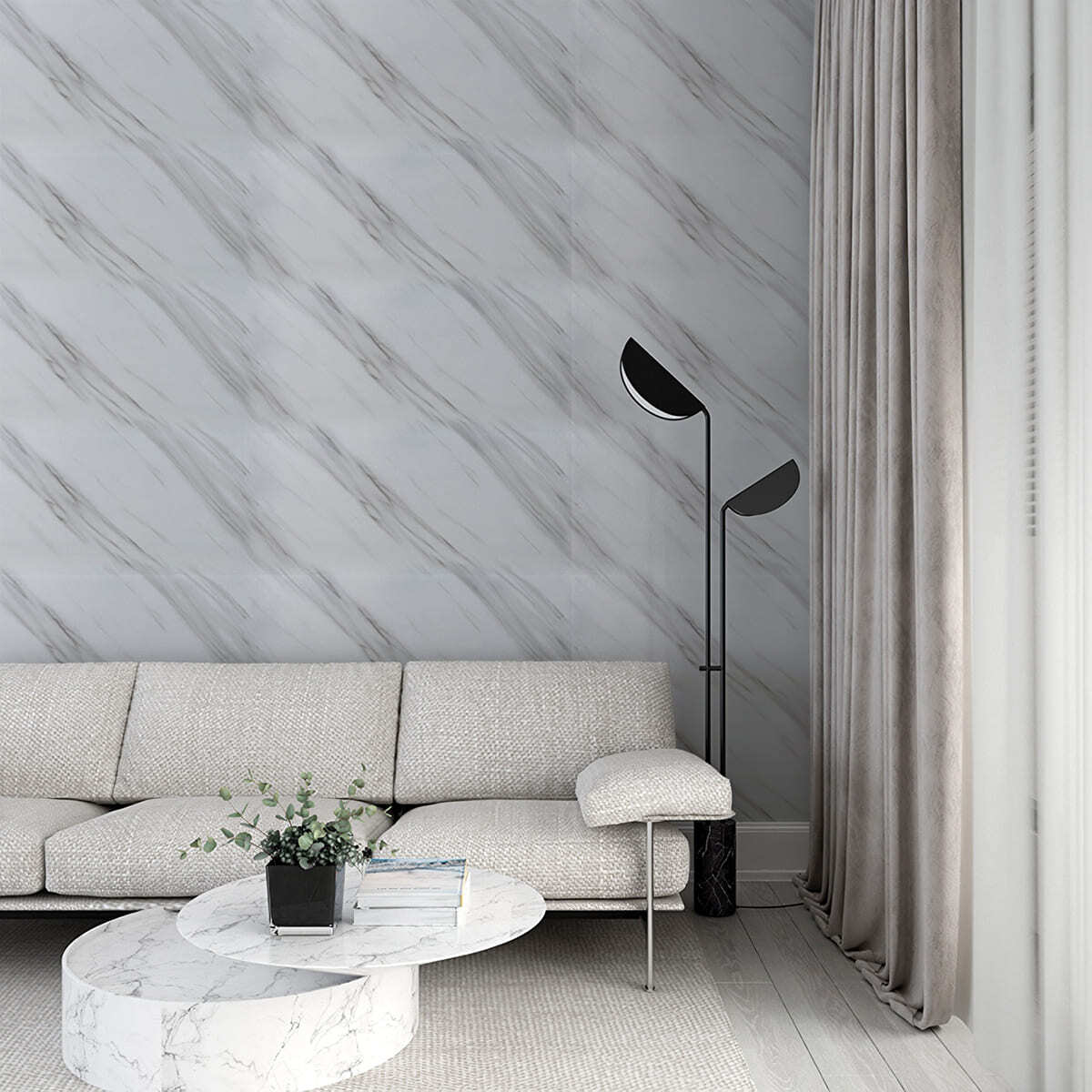 Панель самоклеющаяся ПВХ 300х300 мм 6шт/уп Мрамор Нова Грета. Цена указана за 0,54 м²