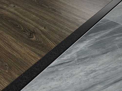 PV101-46 Профиль T-образный плоский Черный блестящий браш 10мм х 2.7м