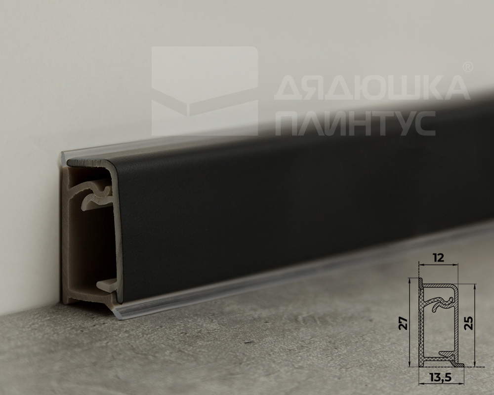 Плинтус для столешниц прямоугольный ПВХ Волшебная палочка 25*12мм 3м 1021 Черный